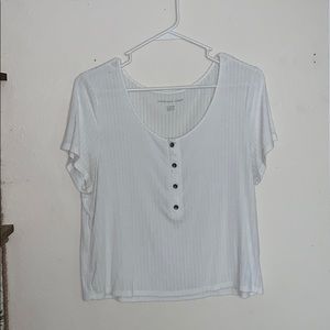 White Ribbed Cropped Tee